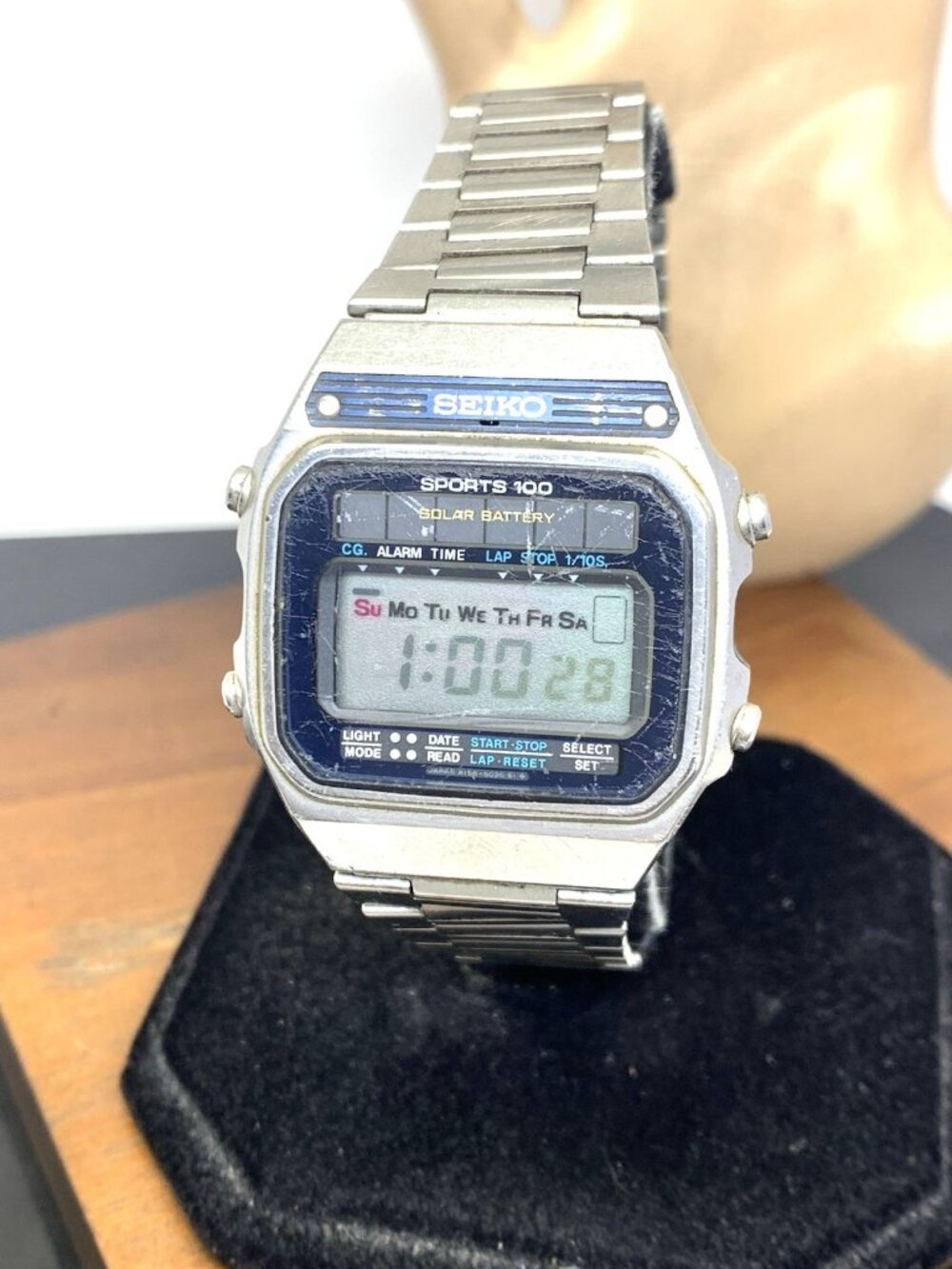 Seiko Men's Watch A1156-5040 Quartz Vintage Silver Stainless Steel Digital 36mm